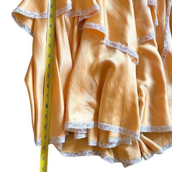 Vintage 80s Old Hollywood Jenny Dobell Marigold Silk Gown & Robe Set, Lace Sz 8 - Picture 12 of 12